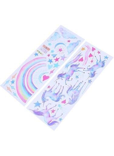 TOYANDONA Unicorn Wall Stickers Rainbow Baby Sticker Decals for Kids Nursery Bedroom Playroom Decorations, 70x25x0.3cm