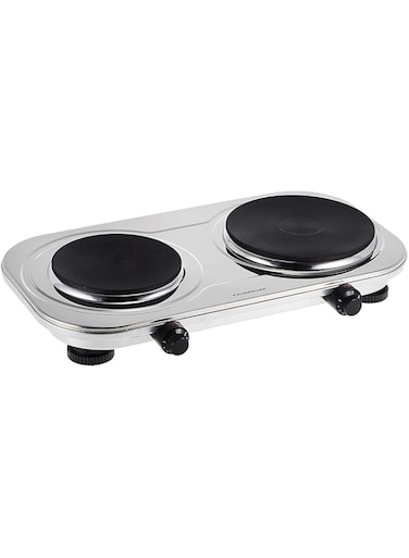 Olsenmark Double Burner Electric Hot Plate - Operating indicator light: On/Off - Heat operation - Over heat protection - Auto-thermostat control - Power(watt): 2500 - Double plate Size(mm): 155+185mm