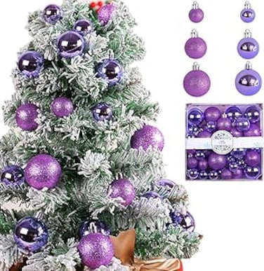 Christmas Ball Ornaments,44pcs 3cm/4cm/5cm Small Christmas Tree Decorations,Shatterproof Xmas Christmas Tree Balls with String for Xmas Holiday Hanging Christmas Ball Christmas Tree Ornaments (Purple)