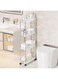 Storage Cart, Slim 15cm Width Trolley Organizer, Narrow Rolling Cart for Tight Space, Transparent Acrylic Storage Shelf with Wheels for Kitchen Bathroom Laundry Office (4 Tier)