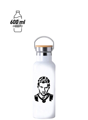 Super Hero Messi Water Flask Bottle - Gift for Sports Fans and Athletes - Stainless Steel Bamboo Cap Flask Bottle 600ml - Ideal for Sports Enthusiasts