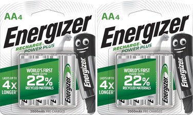 Energizer Rechargeable Batteries AA, Recharge Power Plus, Pack of 8
