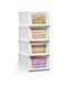 MOTIM Stackable Plastic Storage Basket,4PCS Large Foldable Closet Organizer, Stackable Drawer for Wardrobe Cabinet Kitchen Bathroom Office (White)