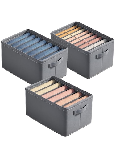 JATEFT 3 PCS Clothing Storage Bags for Wardrobe Drawer, Divided Organizer Box with Mesh, Ideal for Pants, Socks, and Clothes - Orderly Storage Solution