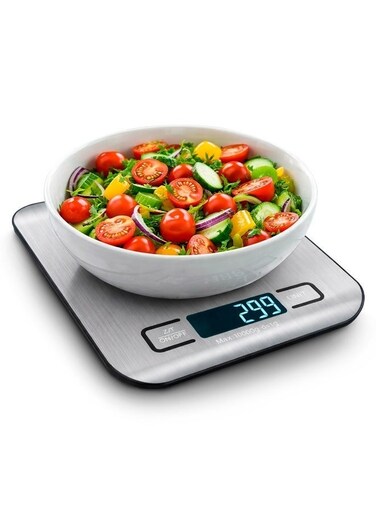 Digital Kitchen Scale 10kg, Food Weighing Scale with Stainless Steel Platform, 1g Accuracy, Tare Function, Multi-Unit (g/oz/ml), Backlit LCD Display