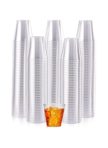 KWSLIN 100 Pack Plastic Cups, Disposable Hard Plastic Cups, Party Cups Ideal for Jello Shots, Condiments, Sauce, Tasting Food Samples, Birthday, Wedding, Festival, Party, 50ml