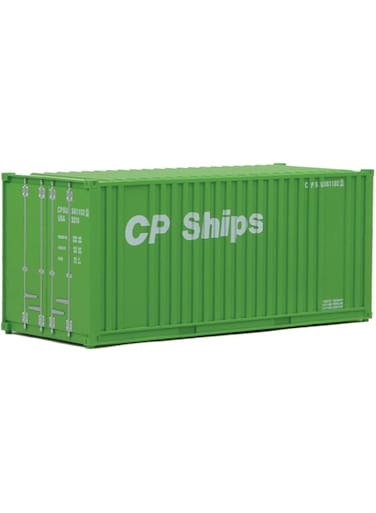 Walthers SceneMaster HO Scale Model of Cp Ships (Green, White) 20' Corrugated Container with Flat Panel,949-8010