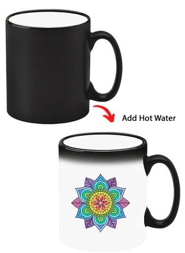Color Changing Heat Sensitive Ceramic Mug, Image Revealed When HOT Liquid is Added! Mandala