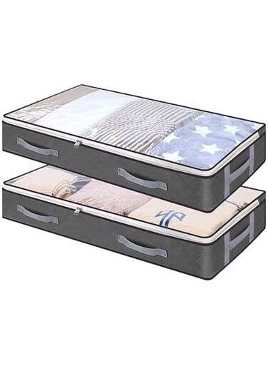 Under Bed Storage Containers, 2 Pack Closet Organizers and Storage Bins, Collapsible Underbed Storage Bags for Blankets, Towels, Comforter, Sweaters, Linen Sheets (32-02-2p)