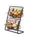Tier Storage Rack, Fruit Container Storage Basket for Kitchen Countertop, Snacks Container Wire Storage Baskets, Stand Produce Storage Holder, Metal Fruit Bowl Wrought, Black