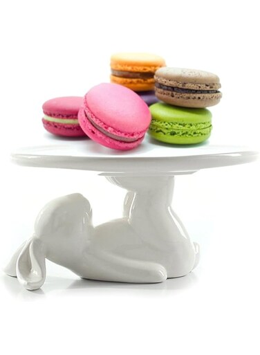 Bunny Rabbit Cake Stand Ceramic Plate Dishes for Dessert Food Server Tray,Cute Cupcake Stand, Gifts for Women Kitchenware Lovers,Wedding Party,Mother's Day(1 Rabbit)