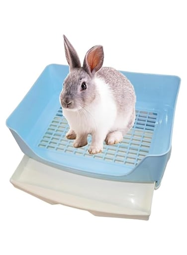Benting Large Rabbit Potty Trainer with Removable Drawer Large Pet Litter Box for Adult Hamsters, Guinea Pigs, Ferrets, Guinea Pigs, Rabbits and Other Animals (Blue)