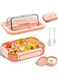 Necomi Bento Box for Kid School,لانش بوكس للاطفال Lunch Box with Reusable Spoon,Fork and Sauce Container, 4 Compartments 1400ML Lunch Box Drop-Proof,Made with BPA-Free Materials for Adults, Kids(Pink)