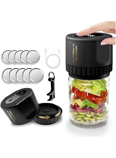 AoMige Electric Mason Jar Vacuum Sealer Kit,Handheld Food Vacuum Sealer and Accessory Hose Set for Food Storage with Regular &amp; Wide Mouth Mason Jars,Kitchen Tools