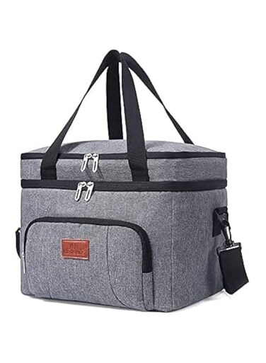 SICHER Insulated Lunch Box Lunch Bag for Men Women Adults, Thermal Bento Bag, Upgraded Reusable Leakproof Large Capacity Cooler Bag for School/Work/Picnic/Travel &amp; Outdoor（Grey）