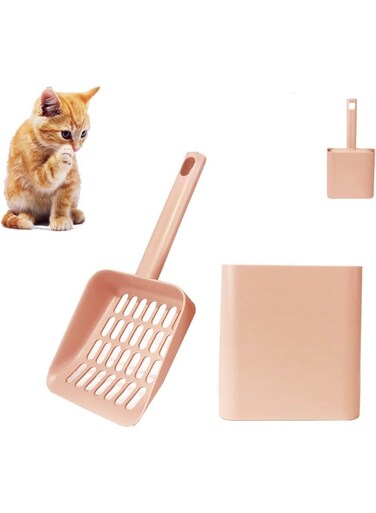 Litter Scooper, Cat Scooper with Caddy Holder, Cat Litter Tray and Box, Cat Scooper for Litter Box with Stand, Modern, Durable and Cute, Used for Any Scoopable Litter