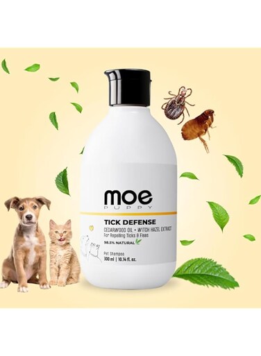 Moe Puppy Tick Defense Shampoo for repelling Ticks and Fleas   Natural Tick Defense Shampoo for Dogs and Cats   Sulfate &amp; Paraben Free (300 ml)