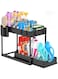 KOVEO 2-Tier Under Sink Organizer with Sliding Basket, Multi-Purpose Bathroom and Kitchen Cabinet Storage, Space-Saving Shelf Rack for Bathroom and Kitchen Cabinets