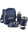 Teso Lunch Box   3 Stainless Steel Containers   Plastic Pickle Box   Plastic Spoon &amp; Fork   Insulated Fabric Bag   Leak Proof   Microwave Safe   Full Meal   Easy to Carry (Blue)