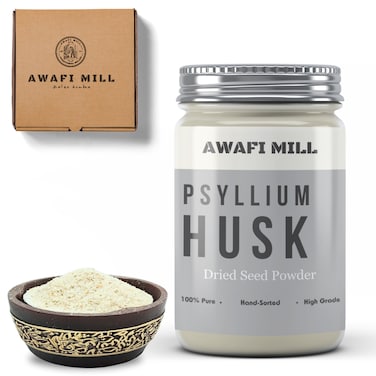 Awafi Mill Premium Psyllium Whole Husk Powder   Natural Thickening and Binding Agent for Baking, Cooking, and Smoothies   High-Quality Culinary (Bottle of 50 gram / 1.7 Oz)
