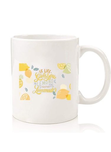 Premium Quality Two Sided Printed Coffee Mug Tea Cup For Home Office, Kids Men Women When life gives you lemons then make Lemonada