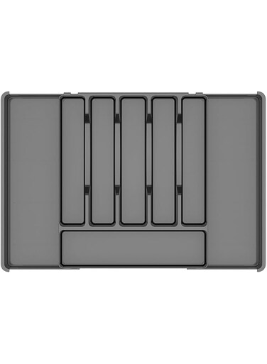 Baosia Silverware Drawer Organizer, Expandable Utensil Tray for Kitchen Drawers, BPA Free Flatware and Cutlery Holder, Adjustable Plastic Storage for Utensil like Spoons, Forks, Knives.Black