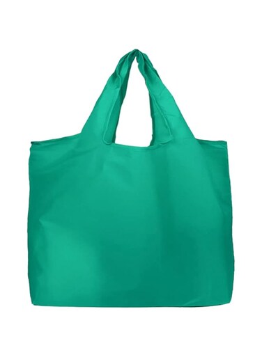 KASTWAVE Grocery Bags, Heavy Duty Reusable Foldable Groceries Tote Bag Portable and Folding Shopping Bag with Elastic Band to Tie Waterproof Washable Tote Bags Long Handle 2 Pack (Grass Green)