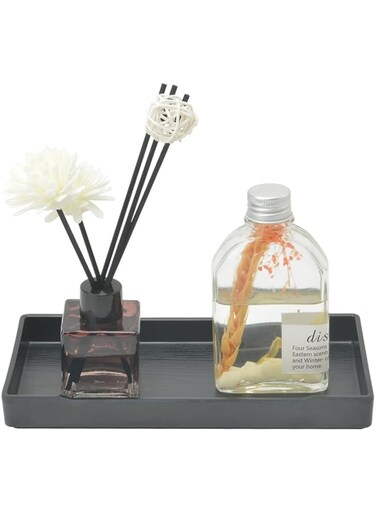 Modern Black Vanity Tray - 8 inch Rectangle, Soap &amp; Sponge Holder for Kitchen &amp; Bathroom, Decorative Tray for Makeup, Jewellery, Keys, Watch, Glasses