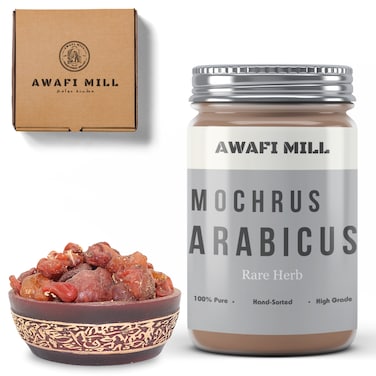 AWAFI MILL Mochrus Arabicus Gum   100% Naturally Extracted - Premium Quality - Versatile Crafting and Culinary Uses - Traditional Middle Eastern Ingredient (Bottle of 50 gram / 1.7 Oz)