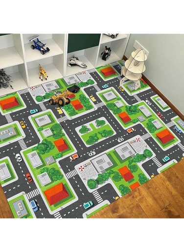 TOYBY Kids Carpet Playmat Rug City Life Great for Playing with Cars and Toys, 63"x47" Non Slip Kids Rug for Playroom Bedroom,Educational Area Rugs City Pretend Play Mat for Bedroom (Transportation)