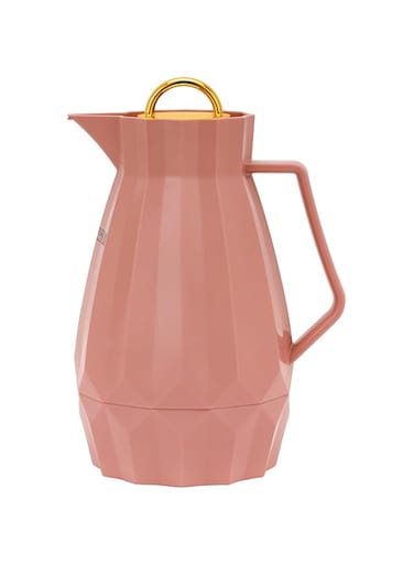 Royalford 1L Vacuum Flask- RF12130 With Pink Glass Inner and PP Outer Body Keeps Your Drinks Hot or Cold, for Indoor and Outdoor Use Pink and Golden