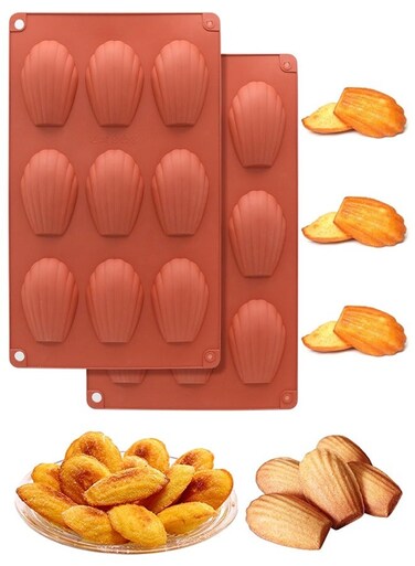 Silicone Madeleine Molds Shell Shape, 9 Cavity Non&acirc;&euro;&lsquo;Stick Baking Pan, Food Grade BPA Free, Oven Microwave Freezer Dishwasher Safe for Cake Cookie Candy Pudding Chocolate