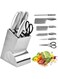 7 Pieces Kitchen Knife Sets, Professional Knife Block Set with Stainless Blades Sharpener Scissors, Heavy Duty Stainless Knife Sets for Kitchen Chef Home Restaurant Meat Steak Fruit Vegetables, Silver