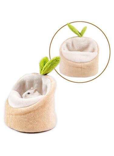 PAPIEEED Soft Small Pet Bed, Hamster Nest Pouch Cute Mouse House Hammock Sugar Glider Hideout Cage Accessories, Bedding for Gerbil Degu Golden Bear Hedgehog