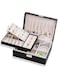 Sulfar PU Leather 2 Layer Jewelry Boxes for Women with 74 Stud Hole and Lock (Black)