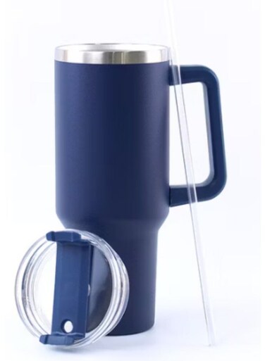 Stainless Steel Travel Tumbler with Handle &amp; Straw &acirc;&euro;&ldquo; Insulated Mug for Hot &amp; Cold Beverages &acirc;&euro;&ldquo; Leak-Resistant Lid, Car Cup Holder Compatible &acirc;&euro;&ldquo; Durable &amp; Stylish Drinkware for Everyday Use