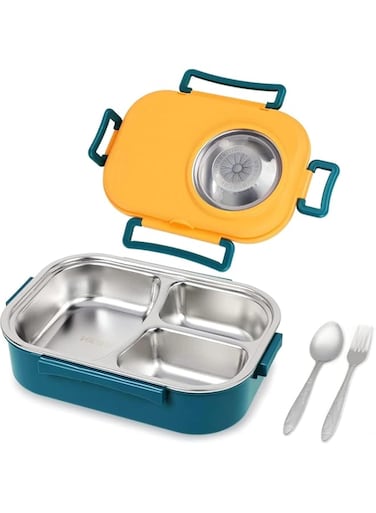 ALMEKAQUZ Lunch Box, Stainless Steel Lunch Box,Thermal Insulation Bento lunch box, BFA Free, Containers Lunch Box with 3 Compartments, Kids School Lunch box(1000 ml)