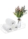 Toilet Paper Holder with Storage, Acrylic Toilet Tank Tray with Artificial Flower, Bathroom Decor Box Clear Bathroom Trays with Handles Vanity Tray for Bathroom Kitchen Table Counter Home Decor