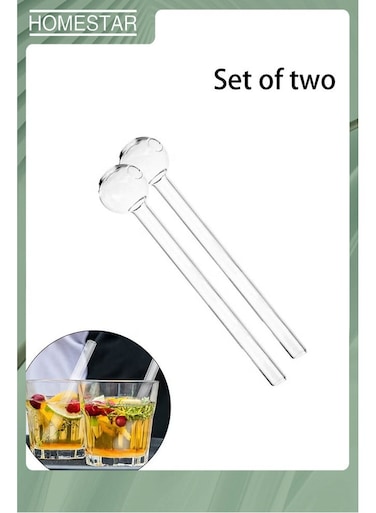 2Pcs Glass Tubes, Suitable for Juice, Drink, Coffee, Milk Tea Stirring, Essential, For Home, Outdoor and Camping