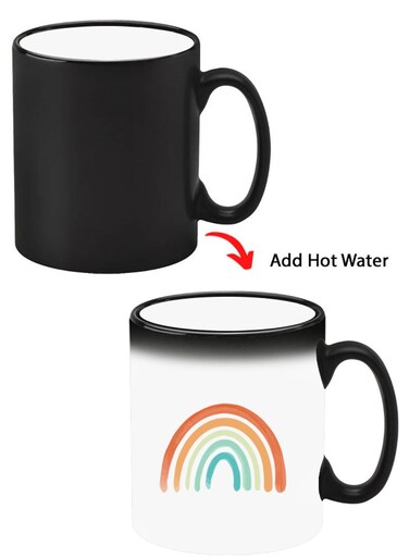 Color Changing Heat Sensitive Ceramic Mug, Image Revealed When HOT Liquid is Added! Rainbow