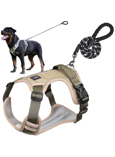 URbazaar Tactical Dog Harness for Medium Large Dogs, Easy Control Service Dog Vest Harness Training Walking, Adjustable Reflective Tactical Pet Harness (Medium)
