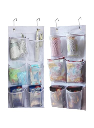THE WHITE SHOP 2 Packs Narrow Over the Door/Wall Shoe Organizer, Small Hanging Shoe Rack for Closet with Clear Mesh Pocket for Bathroom, RV, Pantry, Camping