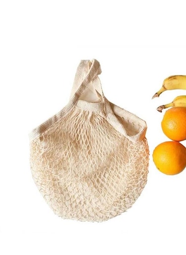 Mesh Net Bag String Fruit Storage Bag White