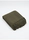 130 x 160 cm Premium Cotton Throw Blanket in Olive Green with Fringe Tassels, Cozy Waffle Textured Sofa Slipcover Decorative Bed Runner and Travel Picnic Mat 400GSM