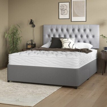 Symphony Tufted Upholstered Large Twin Size Bed (140 X 190 CM) Grey Color