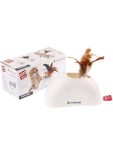 GiGwi Feather Hider Pet Droid, White/Brown, 7022