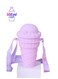 Children Ice Cream Water Bottle with Straw, Leak-Proof Silicone, Reusable with Strap, 500ml,Purple