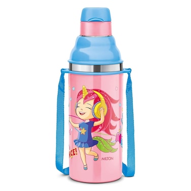380ml Stainless Steel Water Bottle with Sipper for Kids &acirc;&euro;&ldquo; PU Insulated to Keep Drinks Hot or Cold for Hours, Leakproof, Food-Grade Sipper Bottle for School, Travel &amp; Picnic, Kool Stunner, Pink