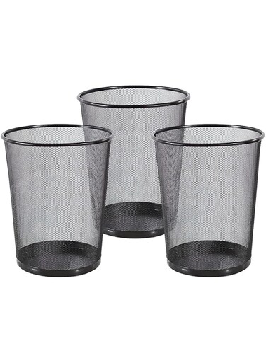 Goodwill Tech Recycling Dustbins, Pack of 3 Metal Mesh Dustbins waster Basket for Home/Office - Black