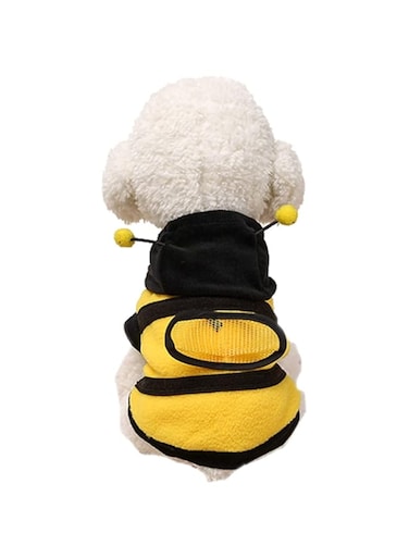 Coppthinktu Dog Bee Costume Halloween Bumble Bee Dog Clothes Pet Hoodies Costume Medium Multi-colored Bee Pet Costume